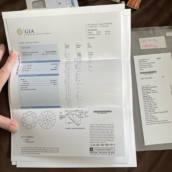 Wedding band set. Engagement ring and two diamond bands. Appraised at over $22k - Picture 10 of 12